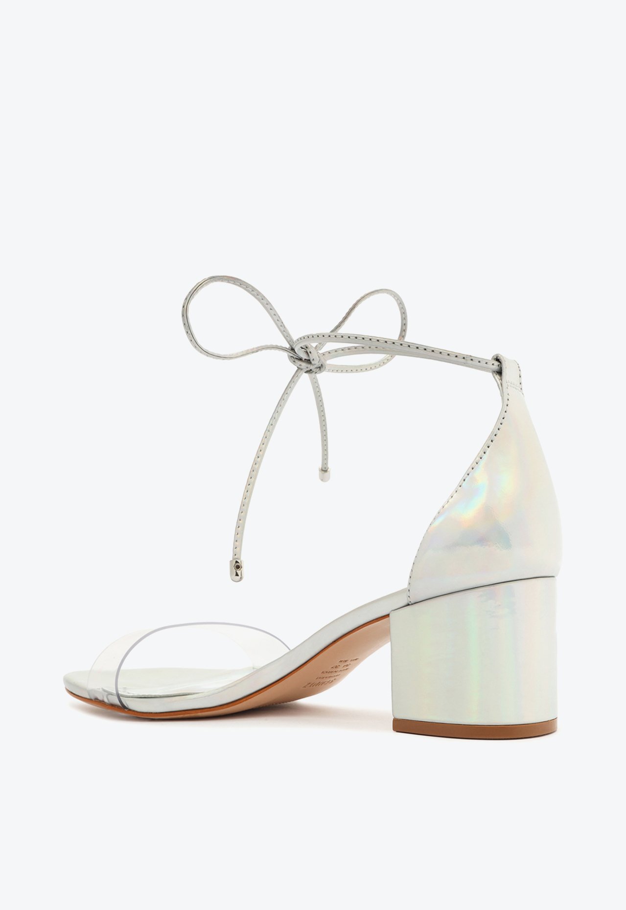 Sandália Josseana Mid Block Prateada e Transparente | Schutz