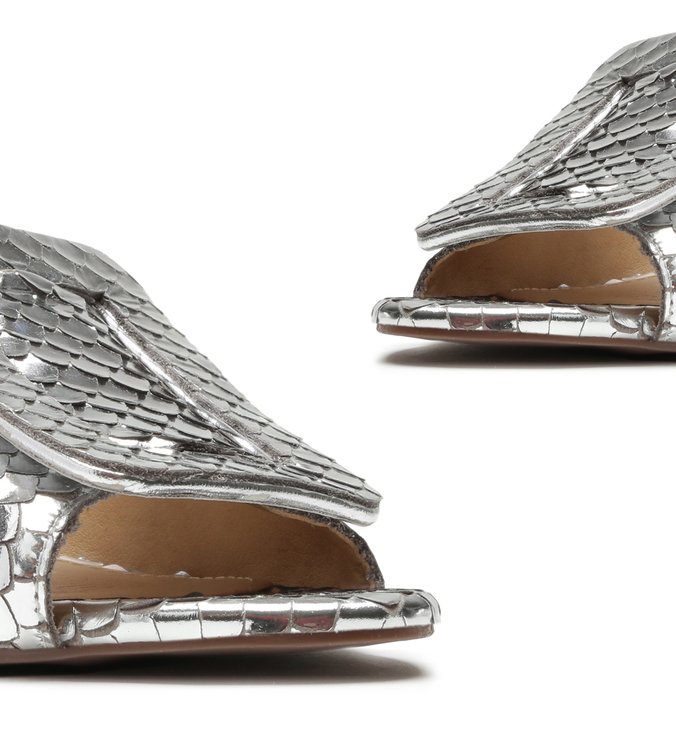 Mule Fivela Snake Metallic Prata Mule Fivela Snake Metallic Prata