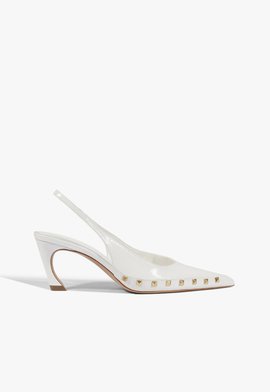 Scarpin Lexi Studs Salto Médio Couro Branca