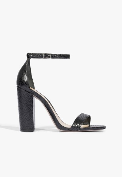Sandália Gisele Salto Bloco Couro Croco Preta | Schutz