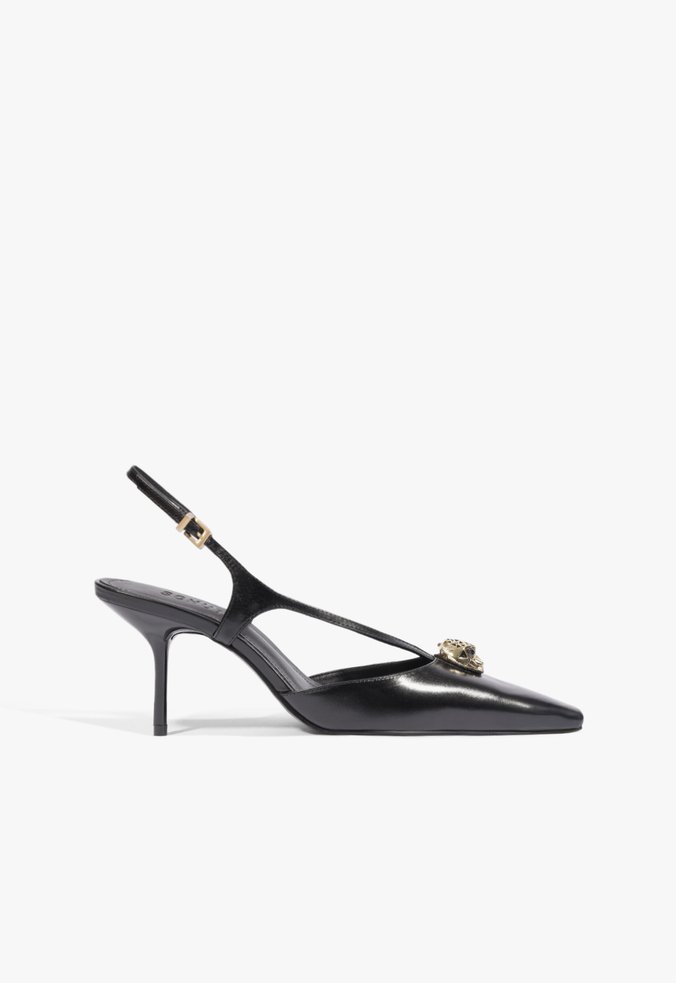 Scarpin Slingback Leoness Couro Preta