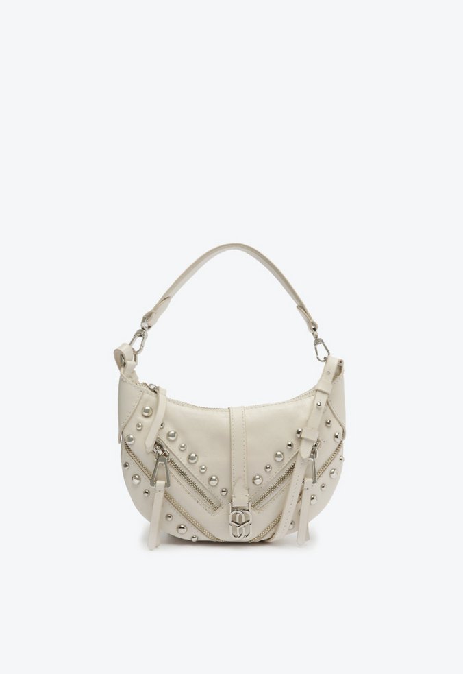 Bolsa Tiracolo Pequena Violet Studs Couro Branca