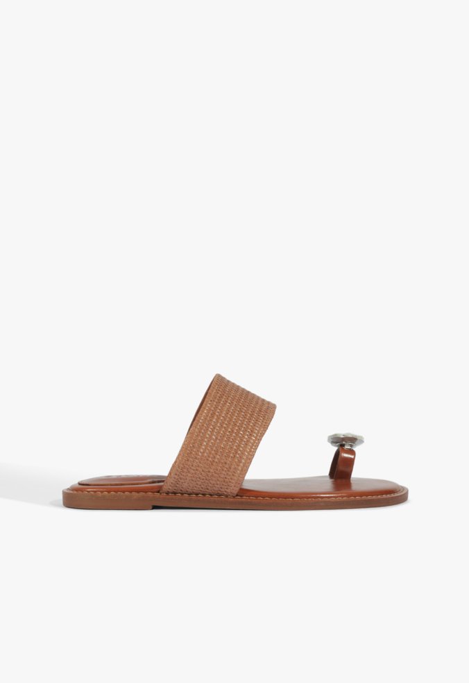 Rasteira Schutz Natural Chic Couro Marrom