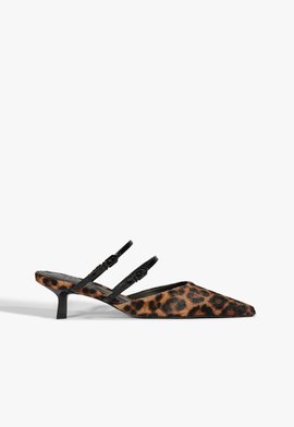 Mule Fresh Boho Salto Médio Couro Animal Print