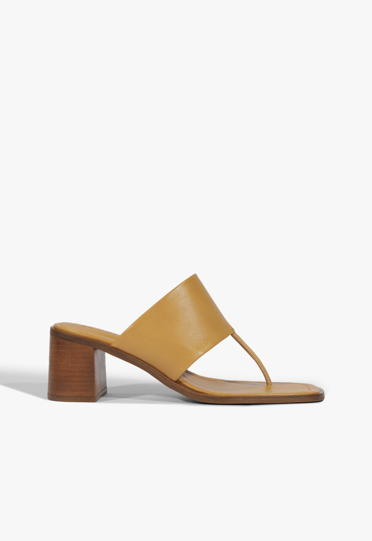 Sandália Mule Salto Bloco Couro Marrom Clara | Schutz