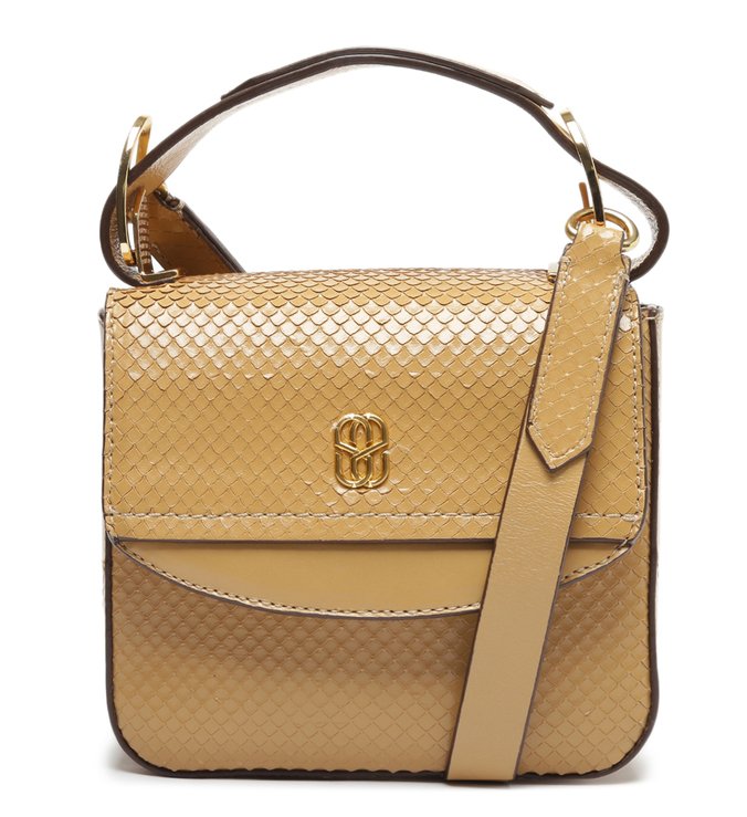 Bolsa Tiracolo Pequena Catch Couro Snake Bege