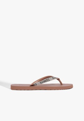 Chinelo Marrom com Tiras de Strass