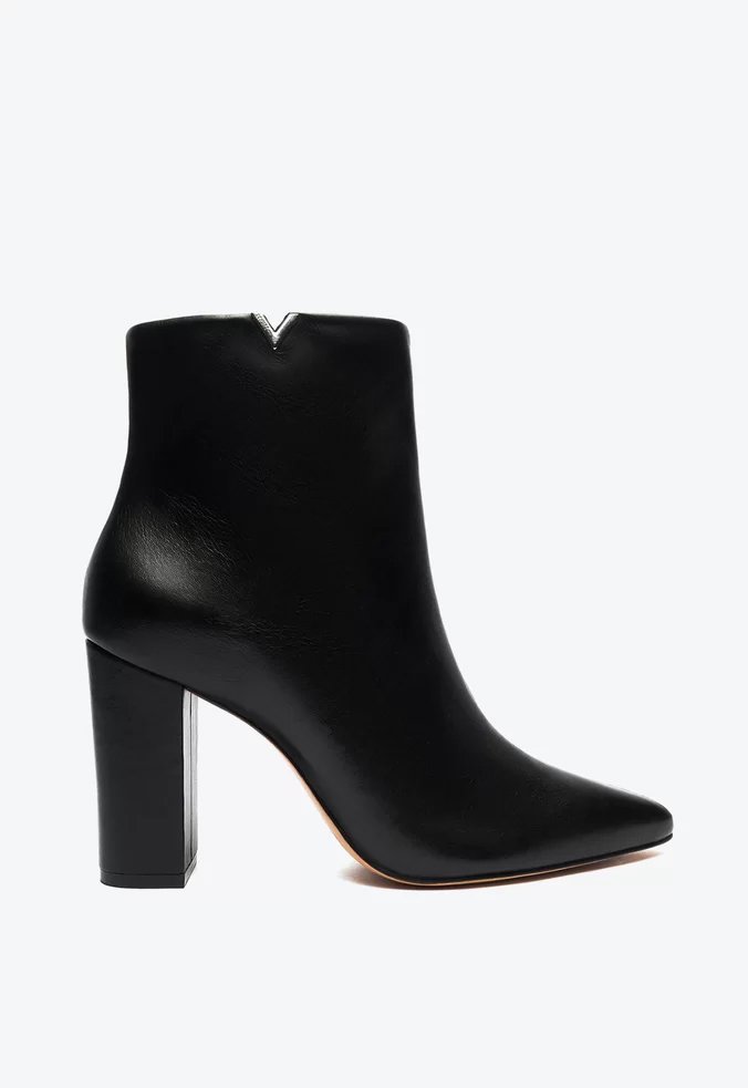 Bota Triangle Salto Bloco Couro Preta