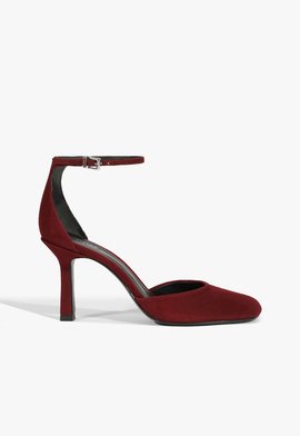 Scarpin Pump Modern Round Camurça Vermelho