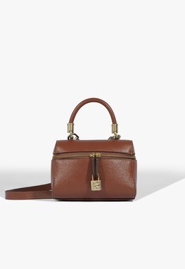 Bolsa Lorena Top Handle Pequena Couro Marrom