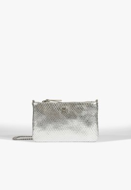 Bolsa Clutch Jennie Pequena Couro Prata