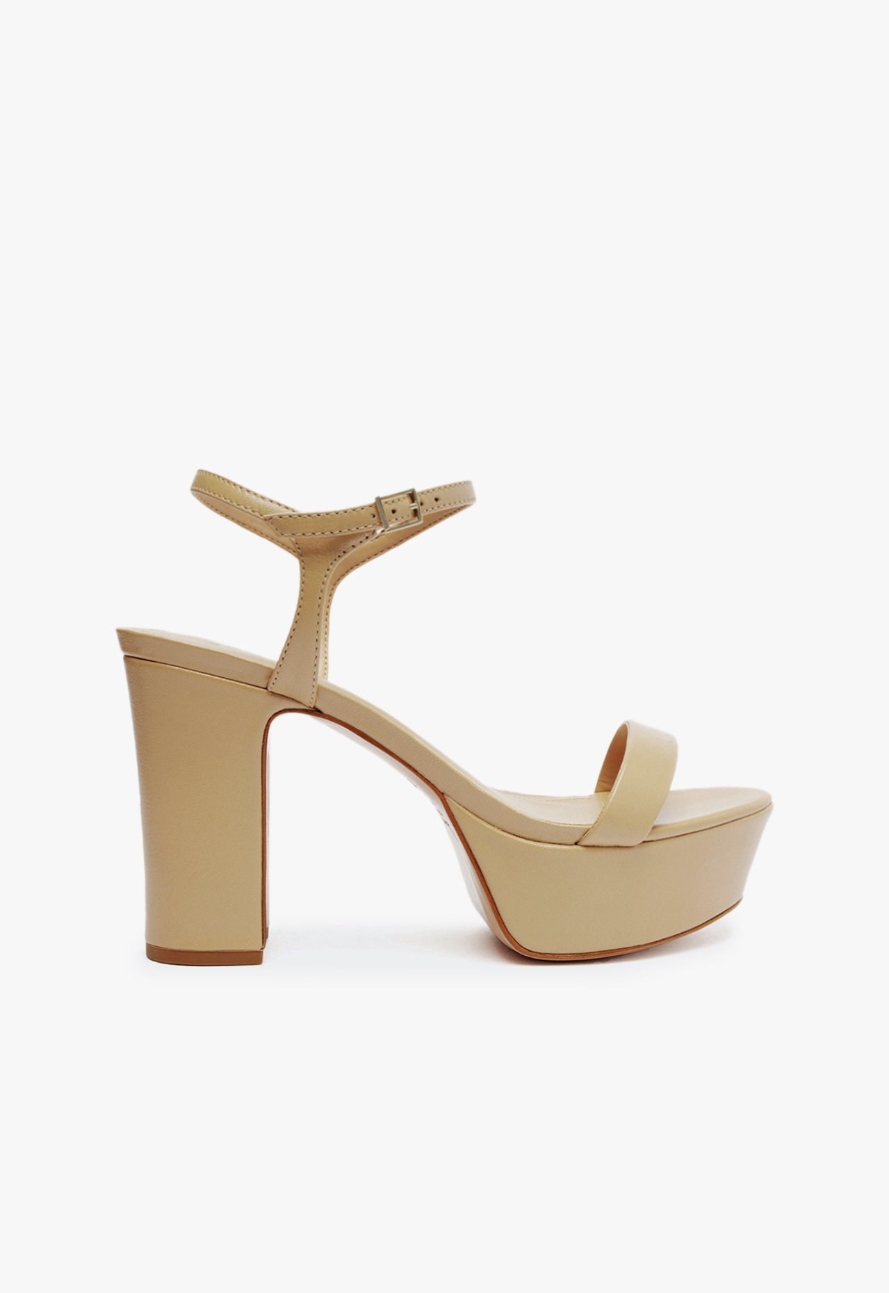 Sandália Plataforma Couro Bege | Schutz