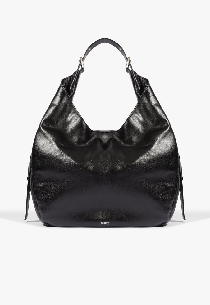 Bolsa Maxi Hobo Jack Buckle Couro Preta