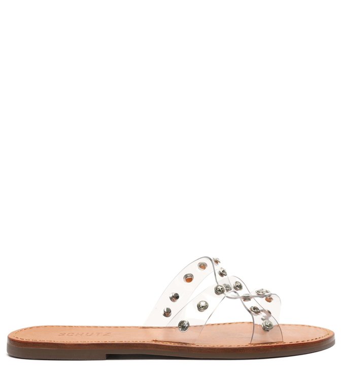 Sandália Rasteira Slide Vinil Studs
