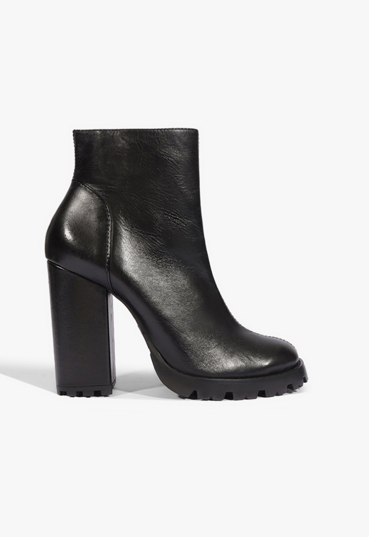 Bota Salto Bloco Tratorada Couro Preto | Schutz