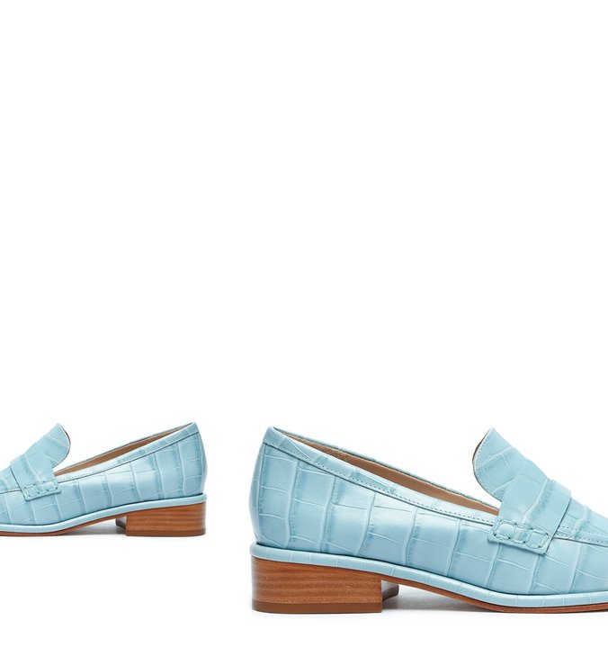 Schutz x Ginger Mocassim Croco Blue Schutz x Ginger Mocassim Croco Blue