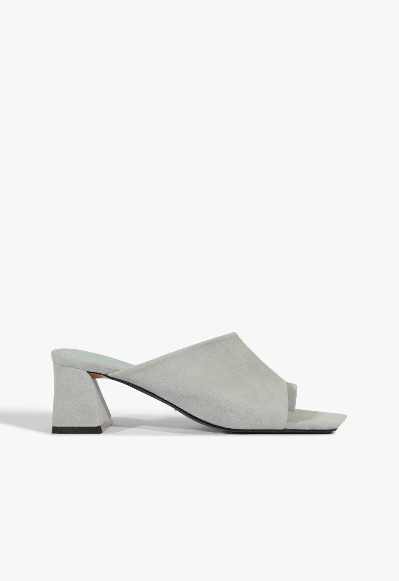 Sandália Mule Salto Médio Nobuck Azul Clara | Schutz