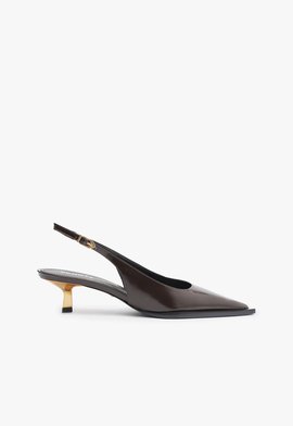 Slingback Daria Couro Marrom Escuro