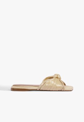 Rasteira de x couro Dourado