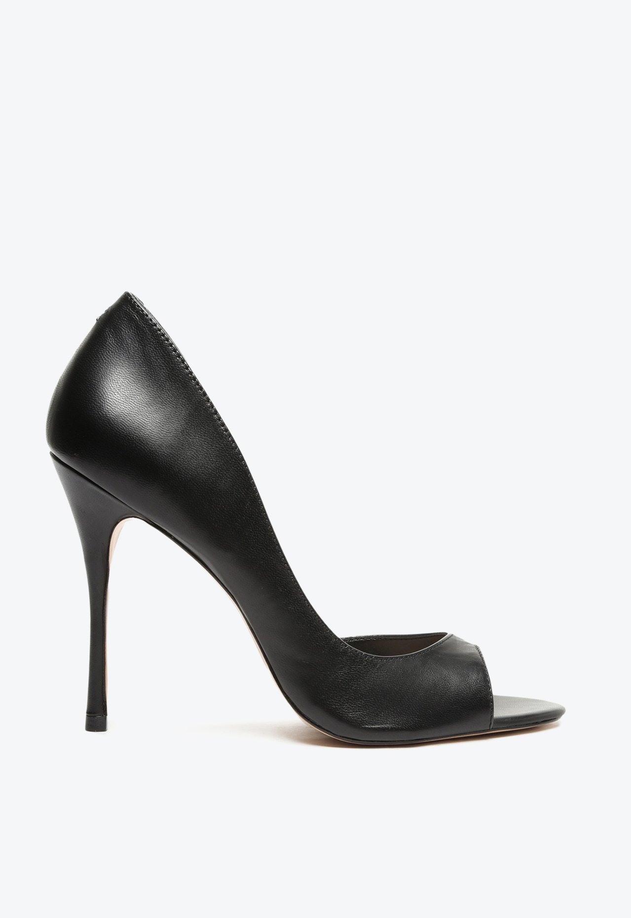 Peep toe preto sale salto grosso
