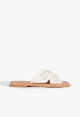 Sandália Rasteira X Schutz Logo Branca