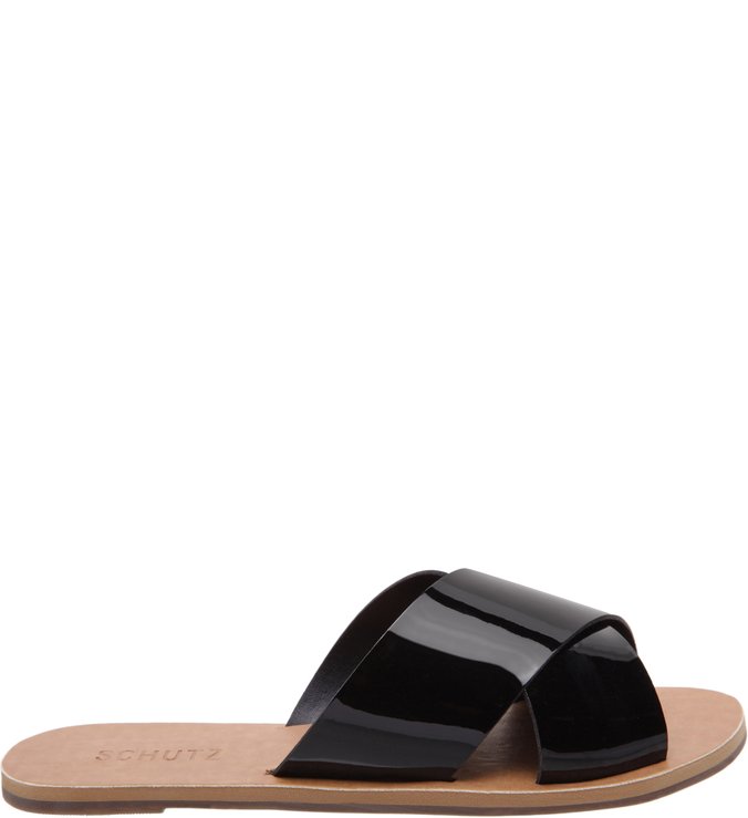 Flat Slide Cross Verniz Black Flat Slide Cross Verniz Black