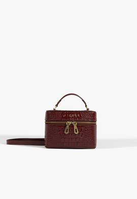 Bolsa Tiracolo Reed Couro Croco Vinho