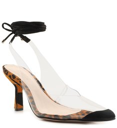 SCARPIN LACE-UP VINIL CLEAR ANIMAL PRINT