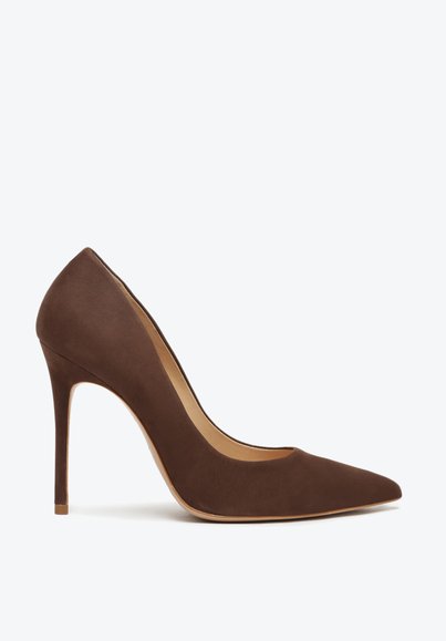 Sapato Scarpin Salto Fino Nobuck Marrom Escuro