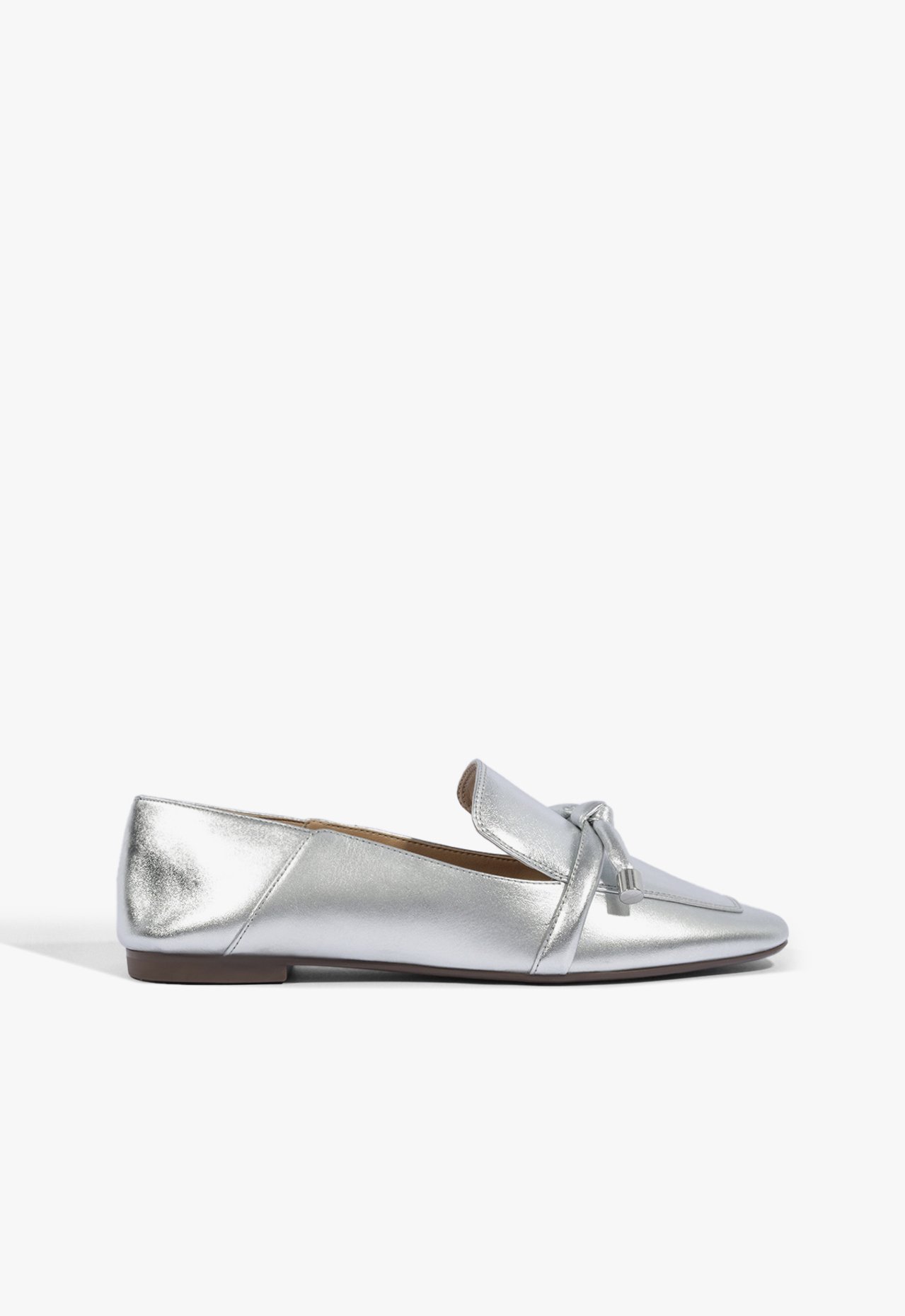Mocassim Nó Metalizado Couro Prata | Schutz