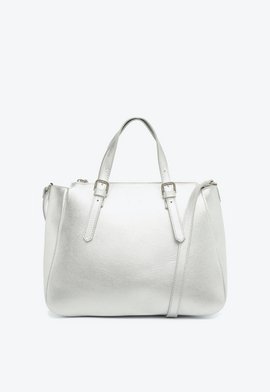 Bolsa Tote Média Sara Couro Prata