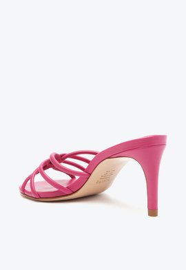 Sandália Salto Fino Couro Rosa Pink