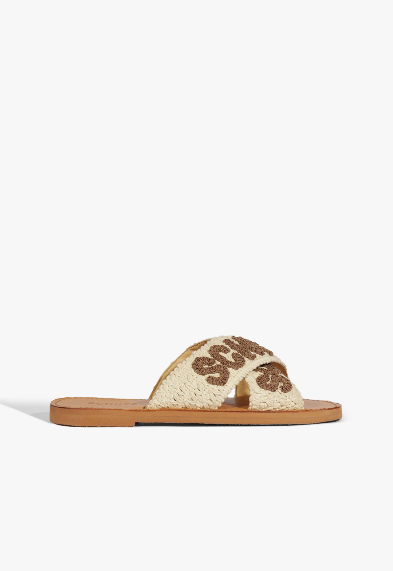 Sandália Rasteira de X Schutz Logo Tricô Nude | Schutz