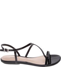 Sandália Rasteira Verniz Preta