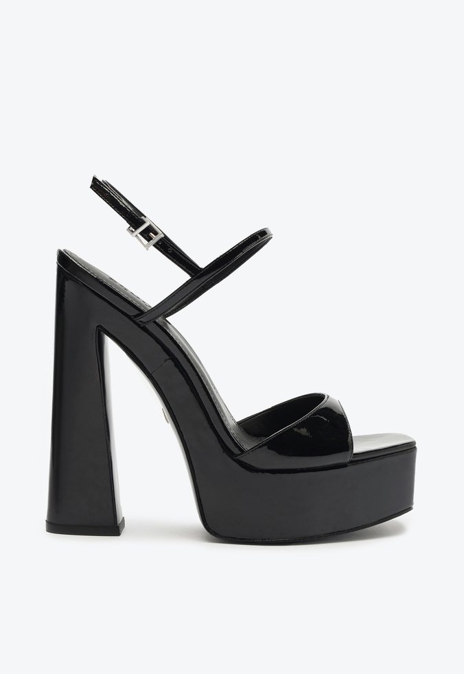Sandália New Wedge Verniz Preta