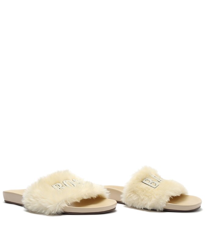Sandália Rasteira Slide Live In Schutz Alpaca Creme Sandália Rasteira Slide Live In Schutz Alpaca Creme