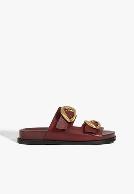 Papete Slide Olga Sporty Couro Vermelha
