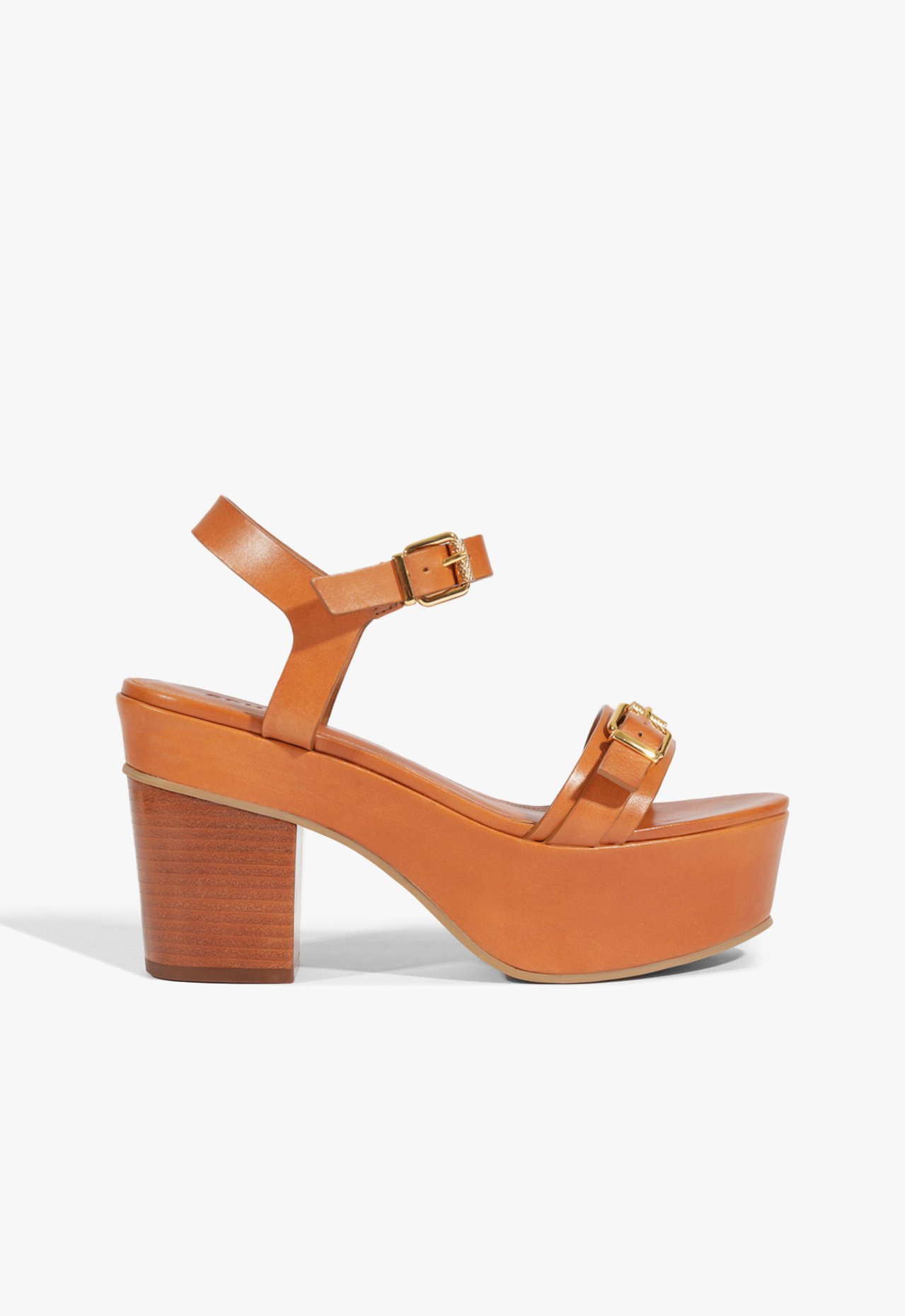 Sandália Plataforma Salto Alto Bloco Couro Marrom | Schutz