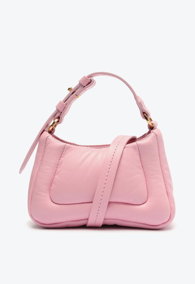 Bolsa Tiracolo Pequena Wavy Couro Rosa Claro