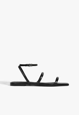 Sandália Rasteira Couro Preta