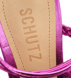 Sapato Scarpin Lunah Amarração Metalizado Rosa