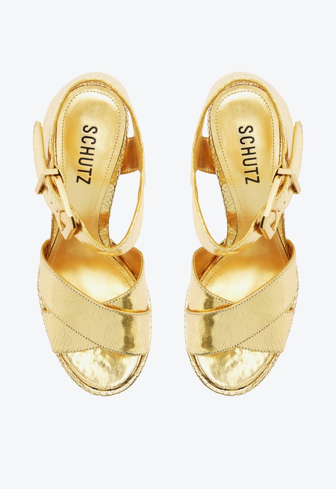 Sandália Plataforma Dourada Schutz