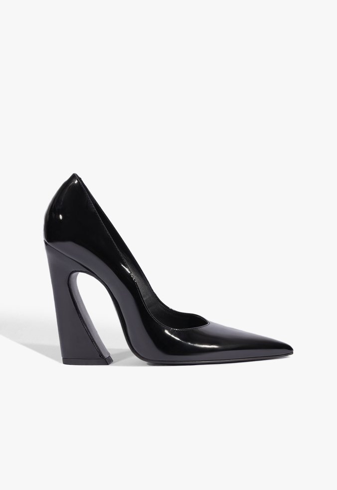 Scarpin Lexi Salto Bloco Verniz Couro Preto