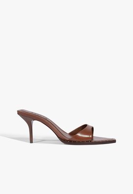 Tamanco Casual Bold Salto Alto Marrom Escuro