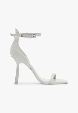 Sandália Salto Alto Ciara Couro Cinza