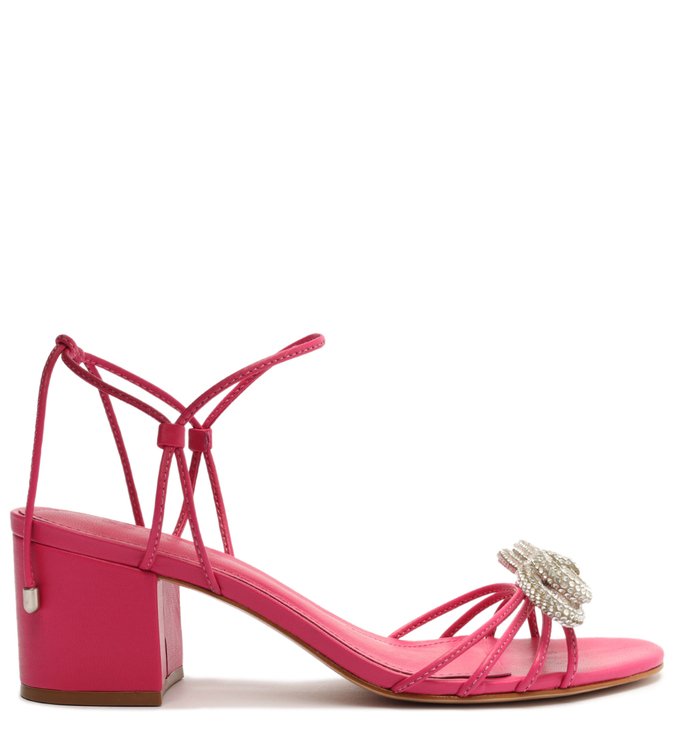 Sandália Salto Bloco Laço Rosa