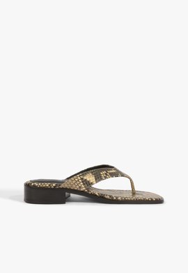 Sandália Mule Salto baixo Couro Animal Print