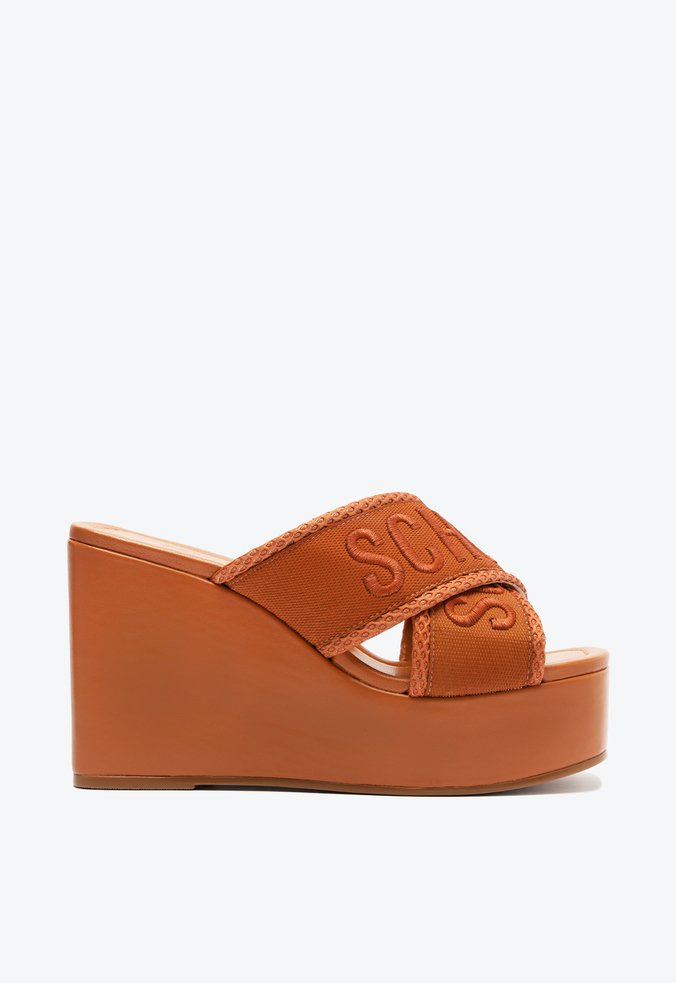 Chinelo Plataforma Anabela Marrom