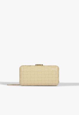 Bolsa Clutch Couro Tramado Bege