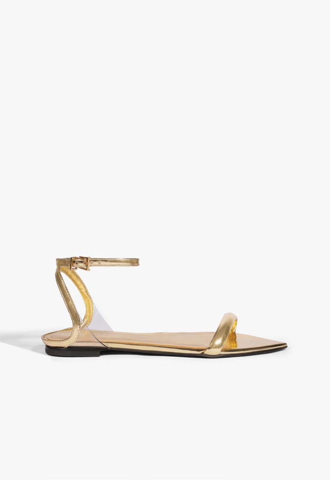 Sandália Skye Flat Couro Dourada